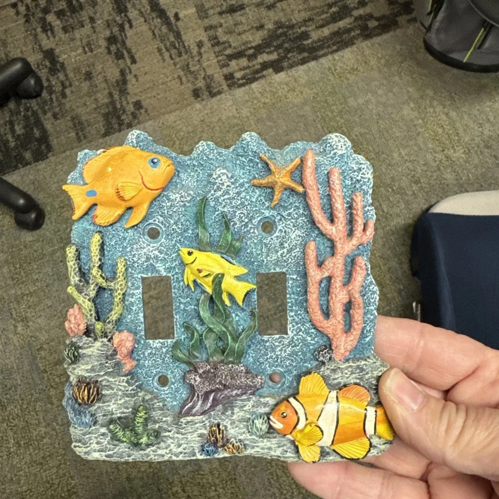 Coral Reef Wall Plate Double Light Switch Cover 3D Ocean Sea Fish Tropical Gift‎